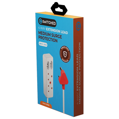 Switched 4-Way Medium Surge Extension Lead 10m
