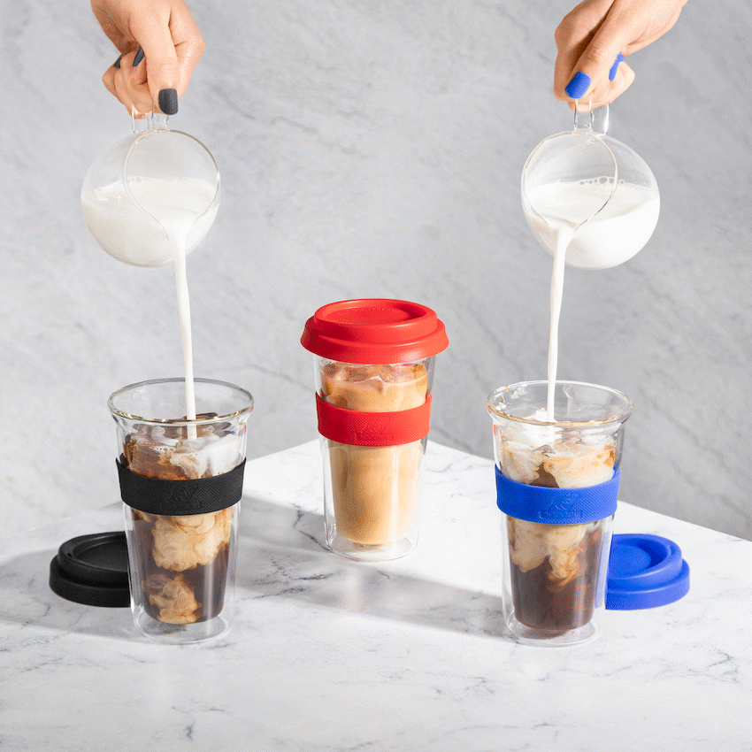 Snappy Thermal Glass Tumbler 400ml Black ( Order in Qty of 6)
