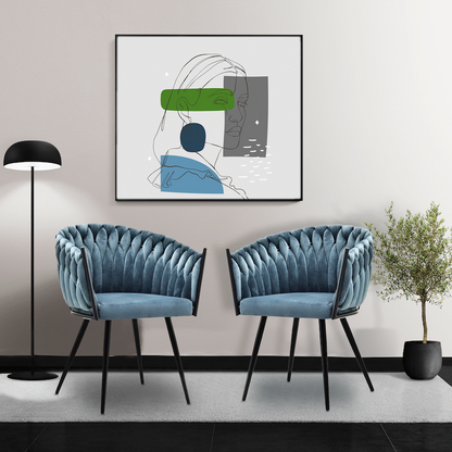 Everfurn Opulent Large Velvet Casual Chair Hazy Blue -2 Pack