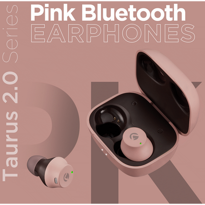 Volkano Taurus Series 2.0 True Wireless Earphones with Charging Case - Pink