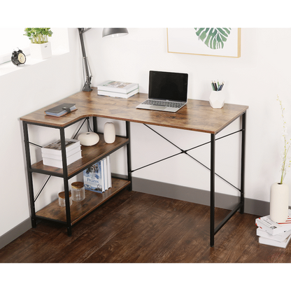 Everfurn Anthony L-Shaped Corner Work Desk - Steel Frame