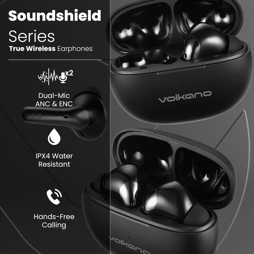 Volkano Soundshield TWS Earphones with ANC & ENC - Black
