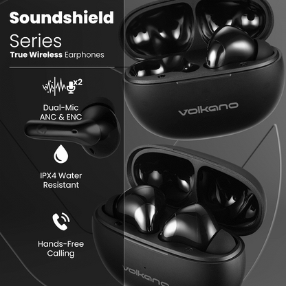 Volkano Soundshield TWS Earphones with ANC & ENC - Black