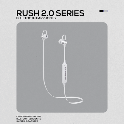 Volkano Rush 2.0 Bluetooth Earphones with Carry Case - Silver