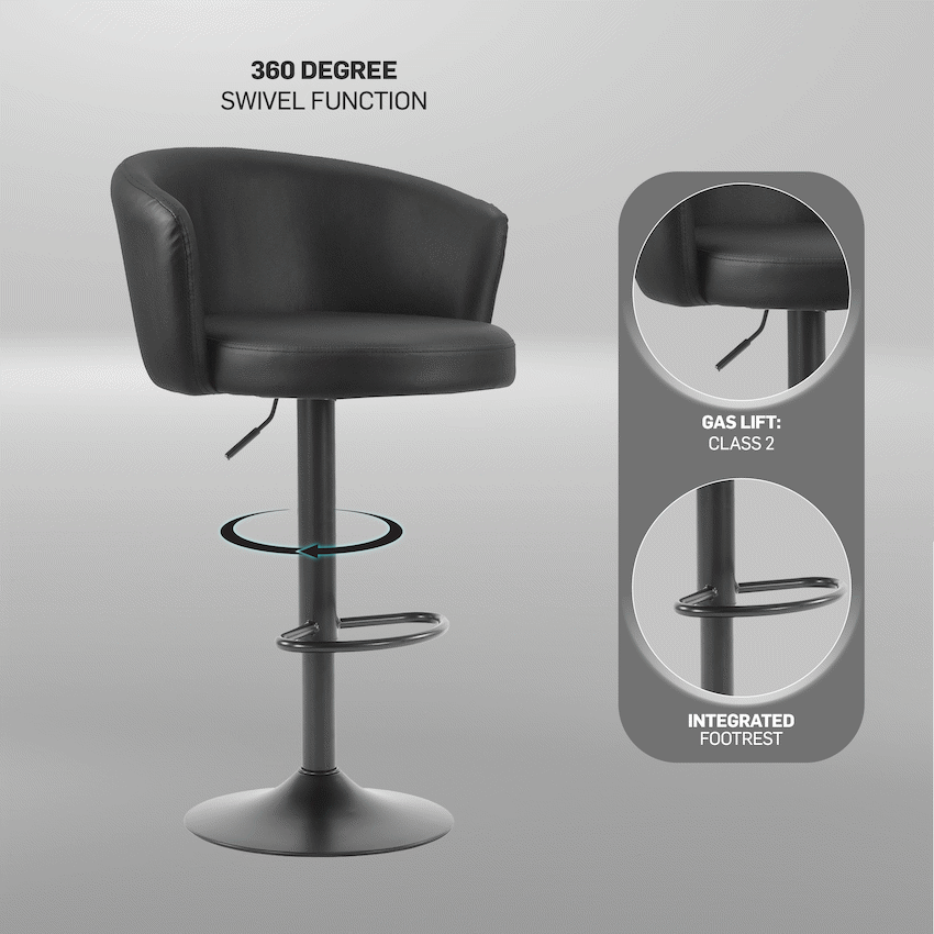 Everfurn Titan Barstool Black - 2 Pack