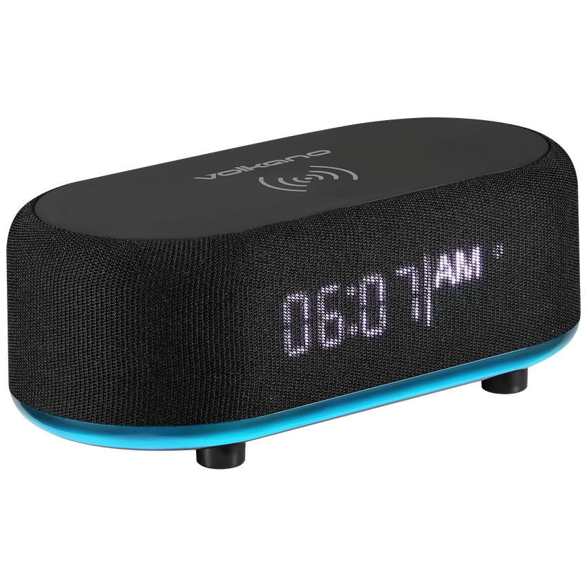 Volkano Radiant Series Alarm Clock with Wireless Charging and Speaker - Black