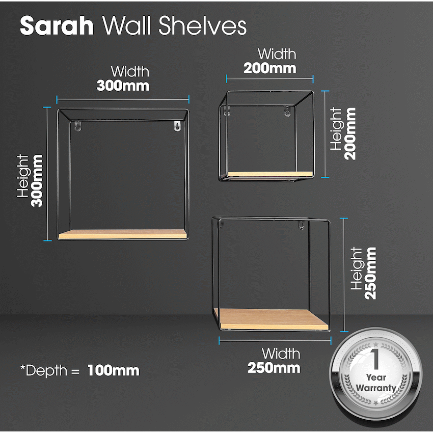 Everfurn Sarah Wall Shelves - Set of 3