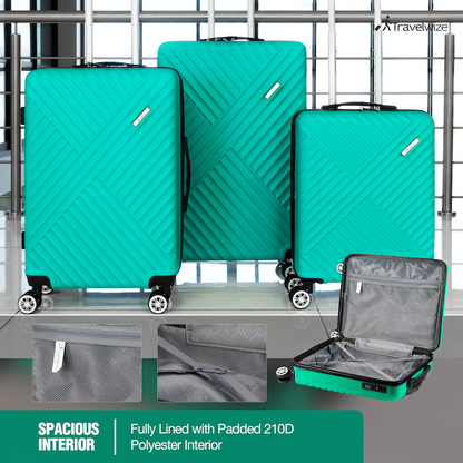Travelwize Astra ABS 4-Wheels Spinner 3Pc Luggage Set Jade
