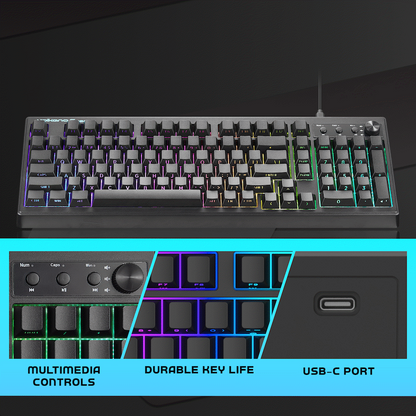 Volkano Gaming Shadow X1 Wired Gaming Keyboard with RGB lighting