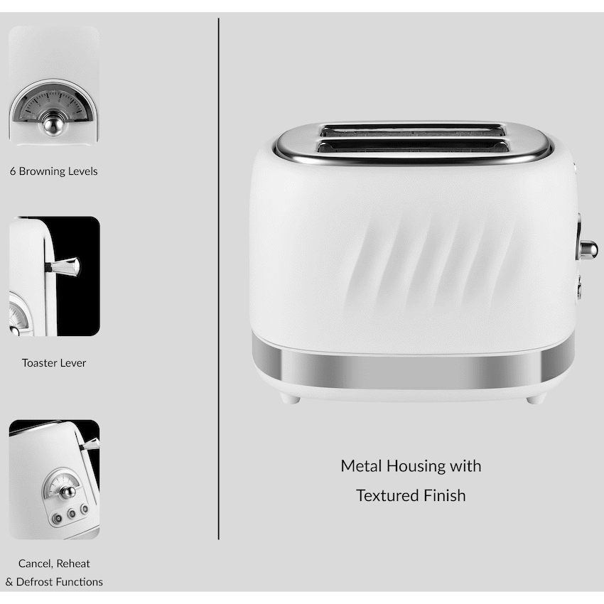 Boden Stark 2-Slice Stainless Steel Toaster - White