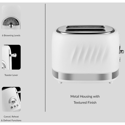 Boden Stark 2-Slice Stainless Steel Toaster - White