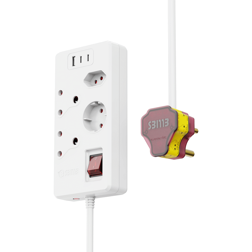 Ellies High Surge 4 Way Multi-plug PD20W Dual USB-C + USB - 0.5M - WT