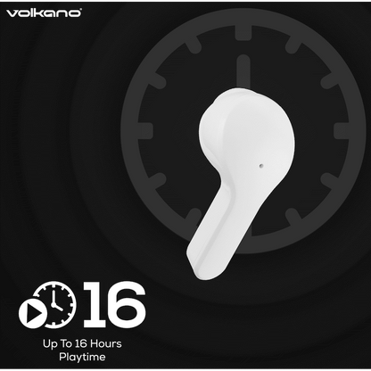 Volkano Crystalline Series TWS Earphone - White - Hardbox