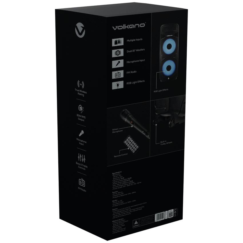 Volkano Olympian Series Dual 15" Party Speaker - Black