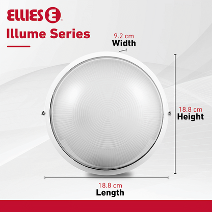 Ellies Illume Series - AC Round Bulkhead - Aluminium + Glass - E27 Base -WT