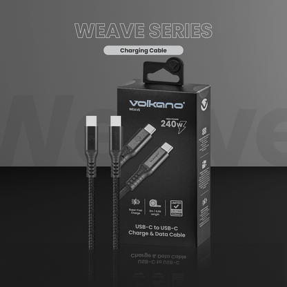 Volkano Weave Series USB C to USB C 240W 20Gbps 2m-black