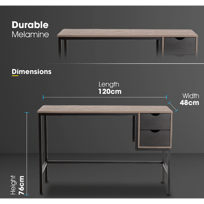 Everfurn Rampart Office Desk with Two Drawers, Powder-Coated Steel, Adjustable Feet