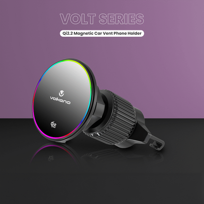 Volkano Volt Series Qi2.2 Magnetic Car Vent Phone Holder - Black