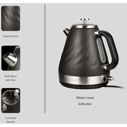 Boden Stark 1.7l Stainless Steel Kettle - Charcoal