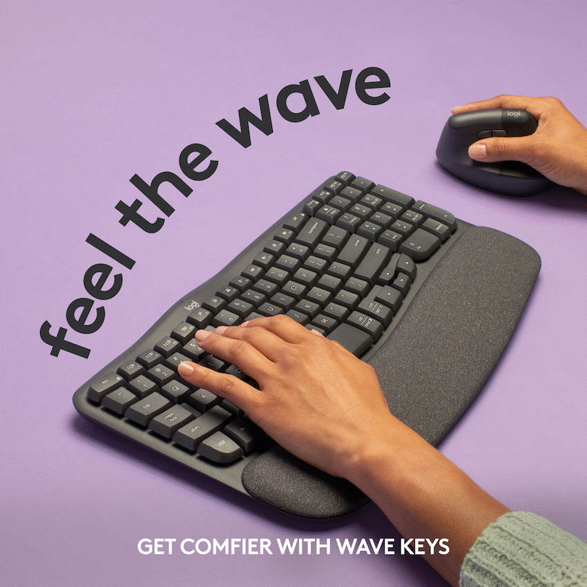 Logitech(R) Wave Keys Wireless Ergonomic Keyboard - Graphite