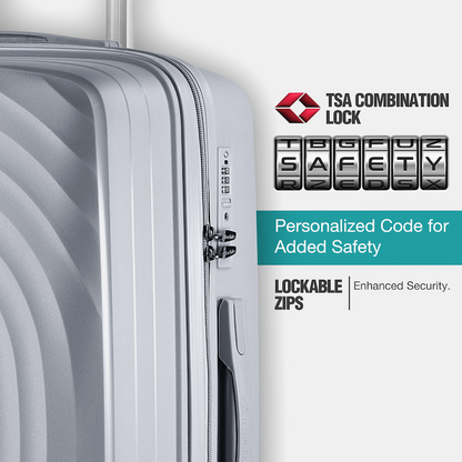 Travelwize Ripple PP 4-Wheel Spinner 65cm Luggage - Platinum