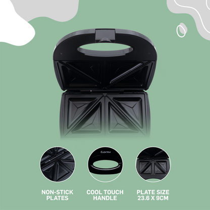 Elektra 700w Sandwich Press - Black