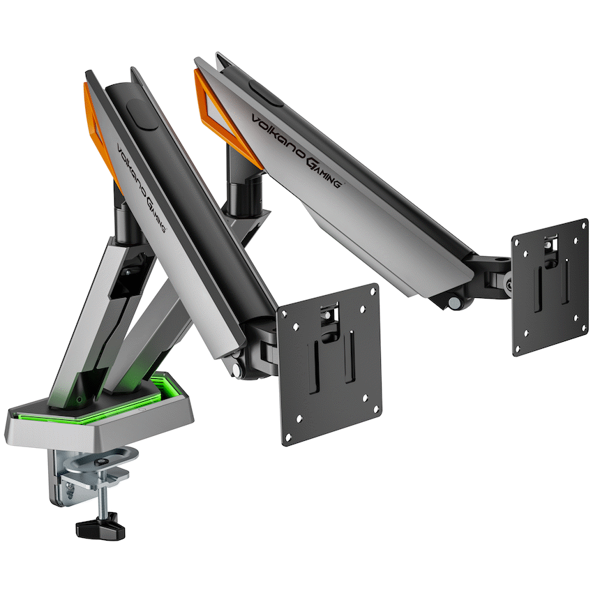 Volkano Gaming Void Series- Dual Arm Full Motion Monitor mount - RGB - GR