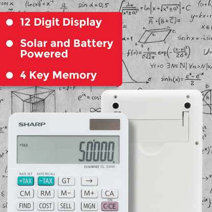 Sharp ElsiMate EL334WB - 12 Digit Desk Calculator