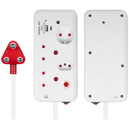 Ellies 4-Way Surge Multiplug with USB-A+USB-C 0.5m - WT