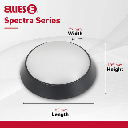 Ellies Spectra Series - AC 15W  Round LED Bulkhead with 3CCT -BK