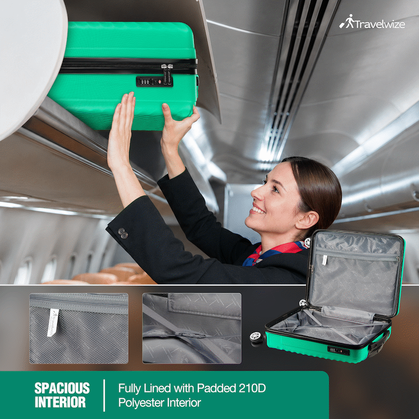Travelwize Astra ABS 55cm 4-Wheel Spinner Luggage - Jade