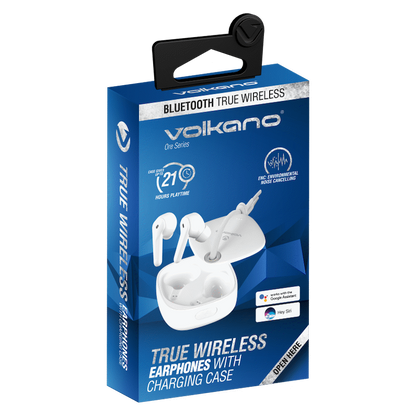 Volkano Ore Series True Wireless Earphones with Charging Case - White