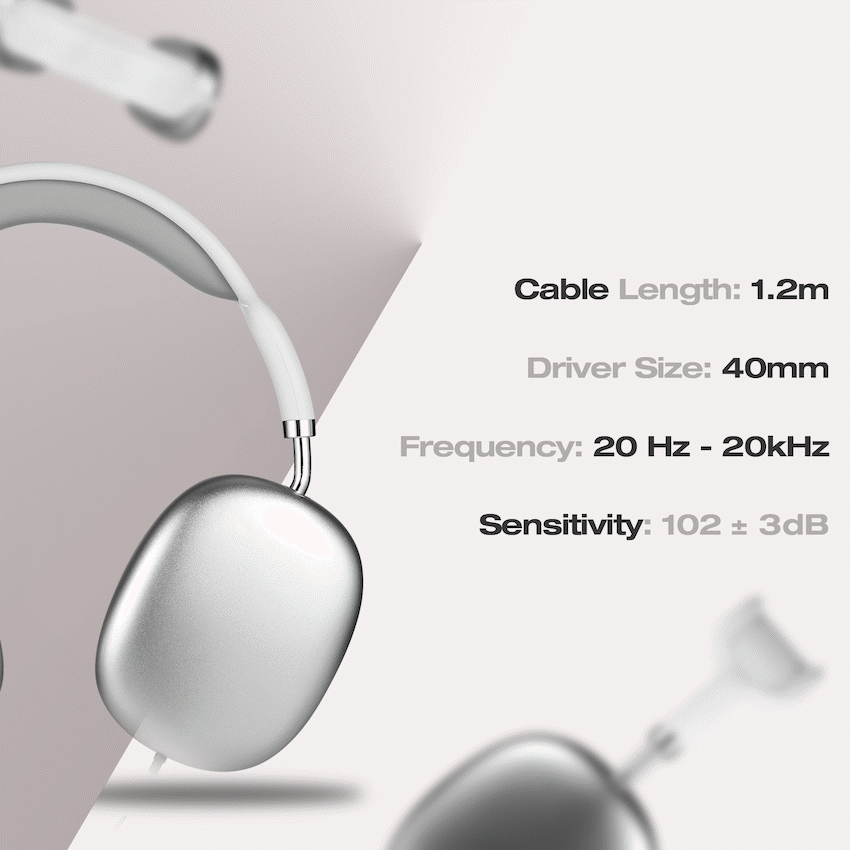Amplify Zenith Series Aux Headphones - White