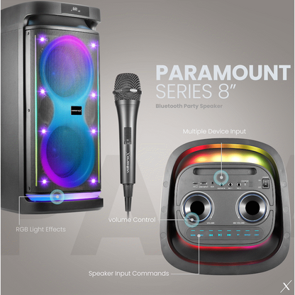 VolkanoX Paramount Series 8" Bluetooth Party Speaker - 80w