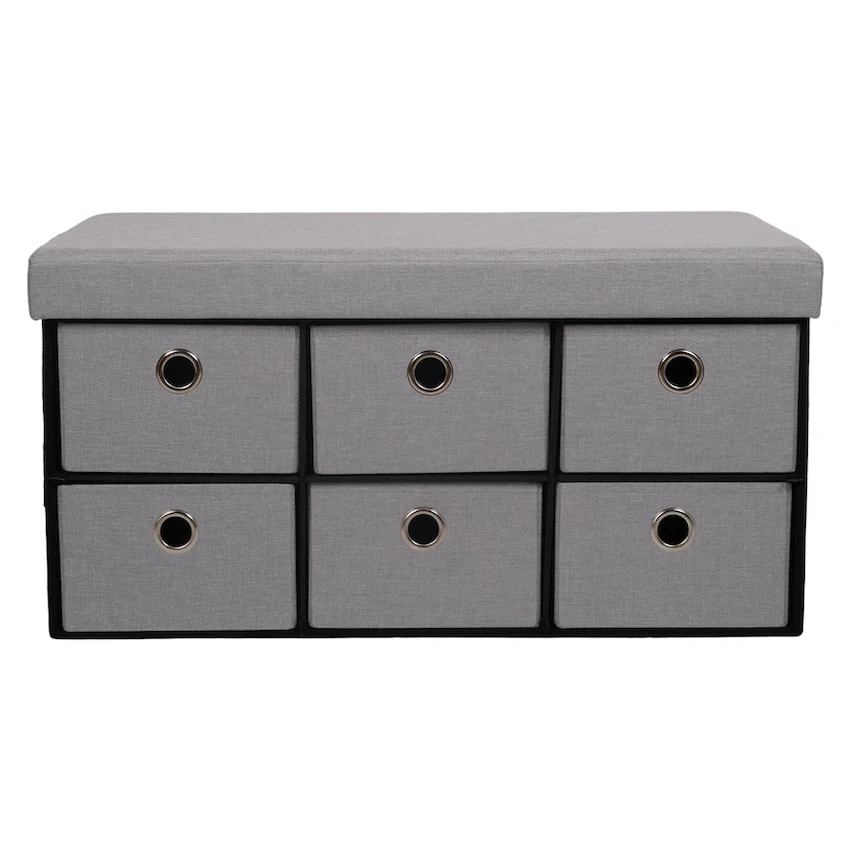 Foldable Storage Ottoman with Six Drawers