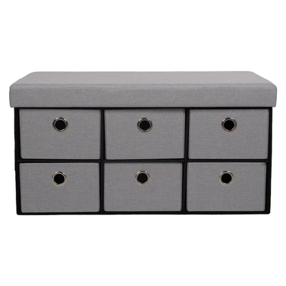 Foldable Storage Ottoman with Six Drawers