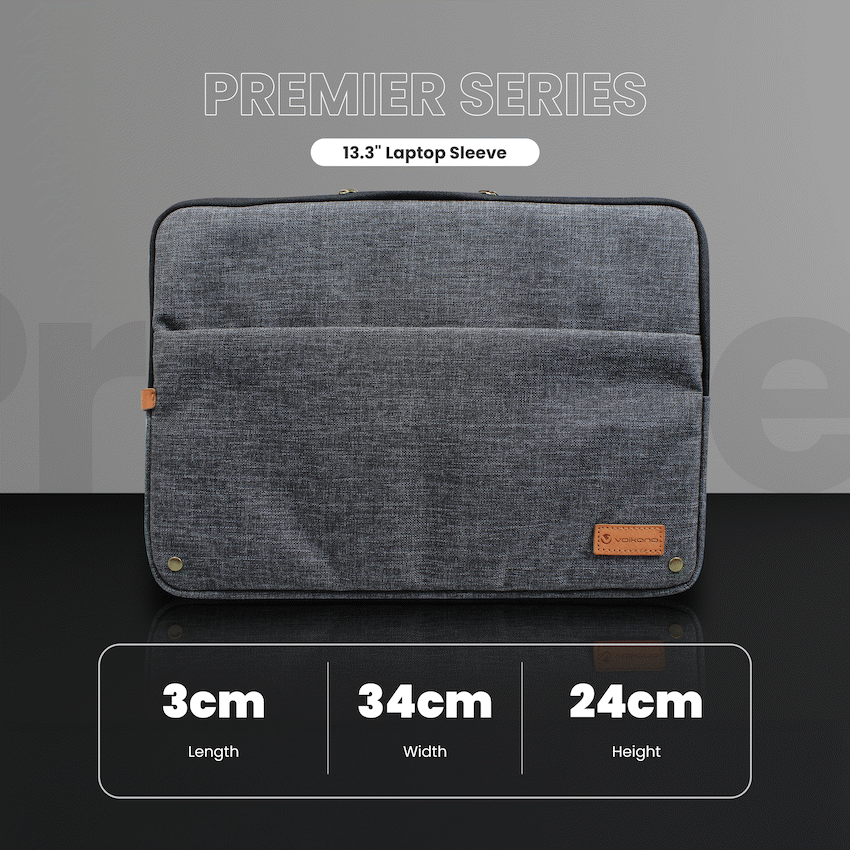 Volkano Premier Series 13.3" Laptop Sleeve - Dark Grey
