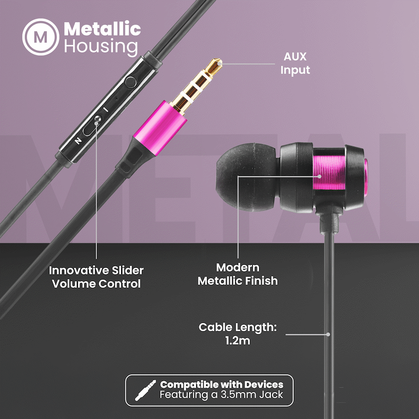 Volkano Alloy series metal earphone - Purple