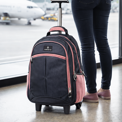 Volkano Orthopaedic Trolley Backpack 27L - Dark Grey/Pink