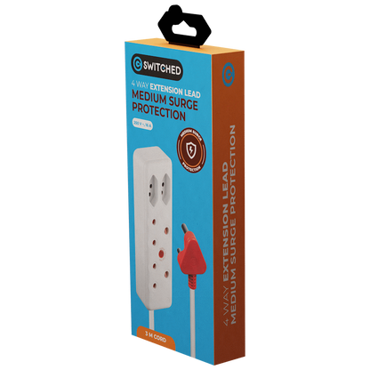 Switched 4-Way Medium Surge Extension Lead 3m