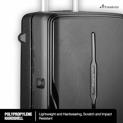 Travelwize Clipper PP 3Pc 4-Wheel Spinner Luggage Set Black