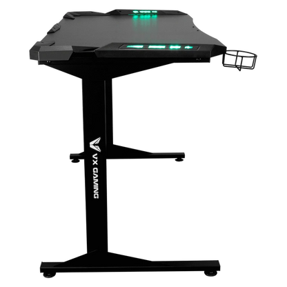 Fortress Gaming Desk with RGB Lights, Cup Holder