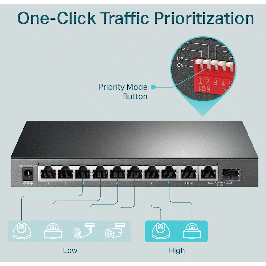 TP-Link TL-SG1210MP 10-Port Gigabit Desktop Switch with 8-Port PoE+