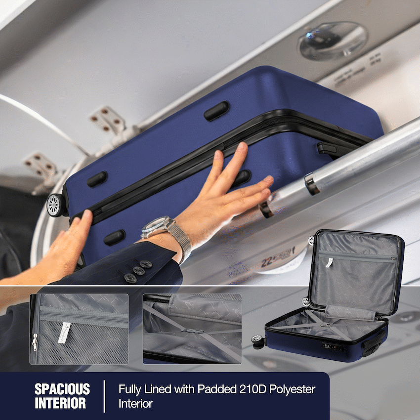 Travelwize Maple ABS 55cm 4-Wheel Spinner Luggage - Navy