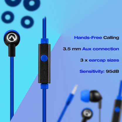 Amplify Vibe Series Earphones with Mic - Black and Blue