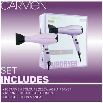 Carmen Colours 2200w AC Hair Dryer