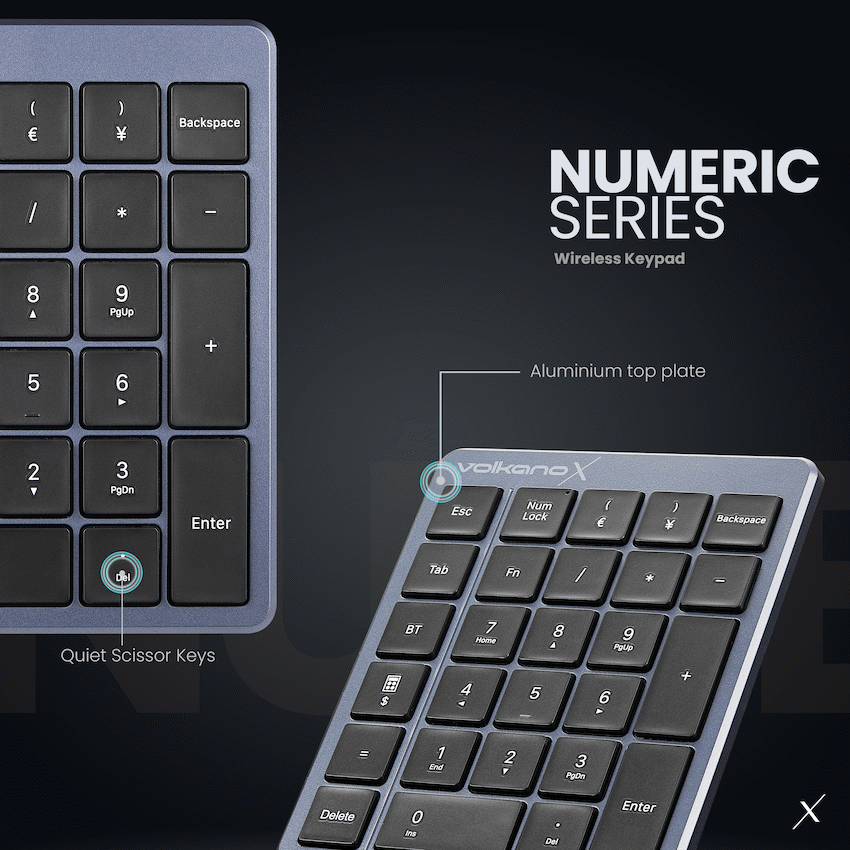 Volkano X Numeric Series Keypad With Scissor keys - Black