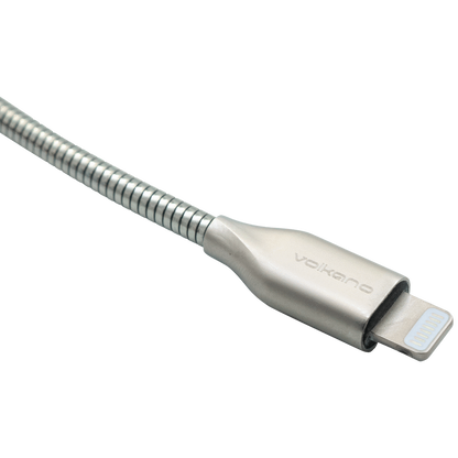 Volkano Iron Series Round Metallic Spring MFI Lightning Cable 1.2m - Silver