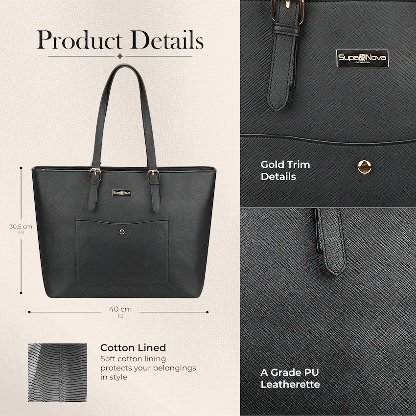 Supanova Madame 15.6" Laptop Tote Bag Black