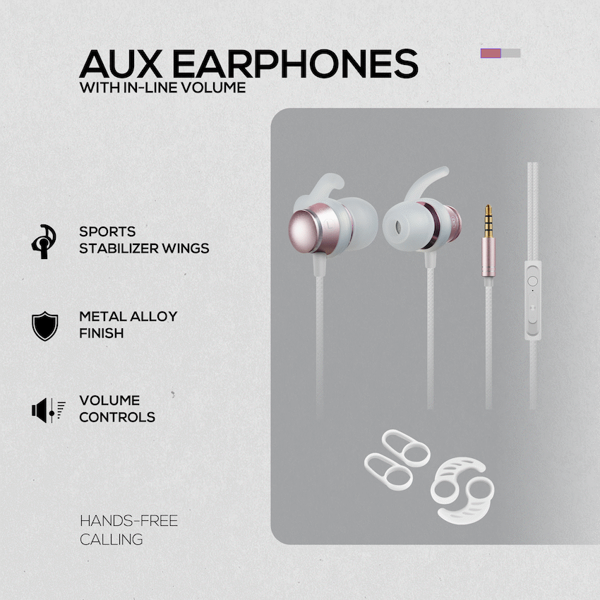 Volkano Titanium Series AUX Earphone - Rose Gold